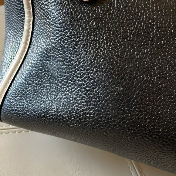 Kate Spade Black and Buttercream Pebbled Leather Bowler Handbag - Picture 8 of 12